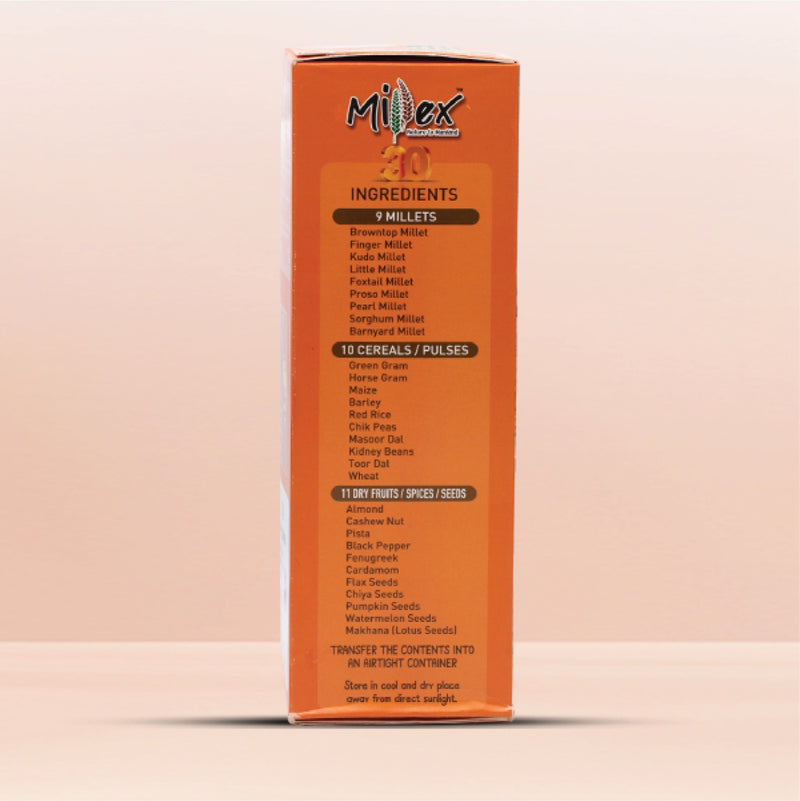 ingredients of Millet Mix Without Churnam displayed on the right side