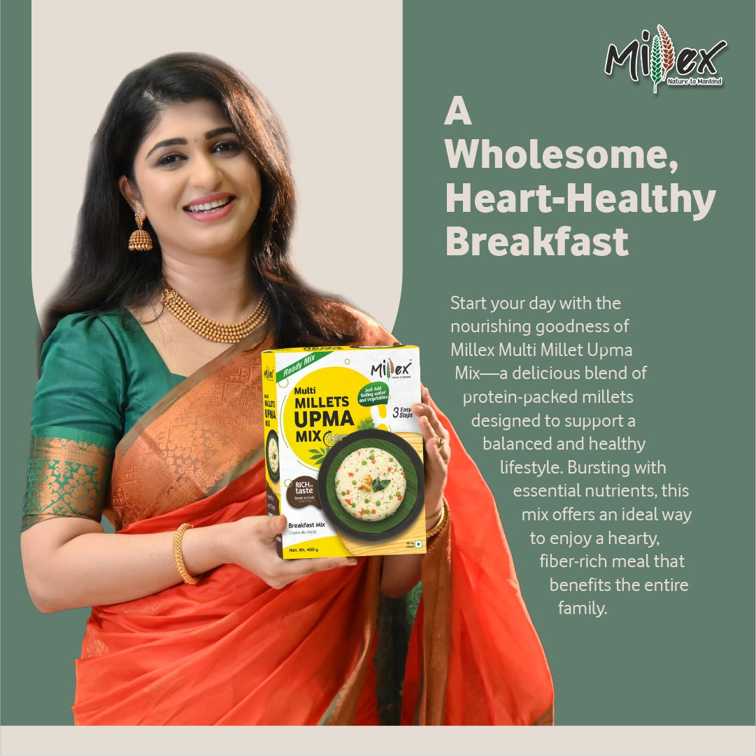 Aditi Prabhudeva enjoys Multi Millet Upma Mix for balanced nutrition