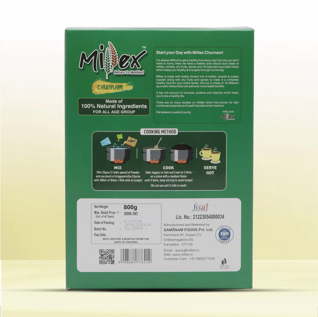 Millex Millet Health Drink Mix with churnam - pack of 1 (800g)