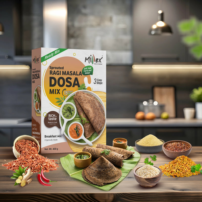 Millex Sprouted Ragi Masala Dosa instant Mix box pack of 2
