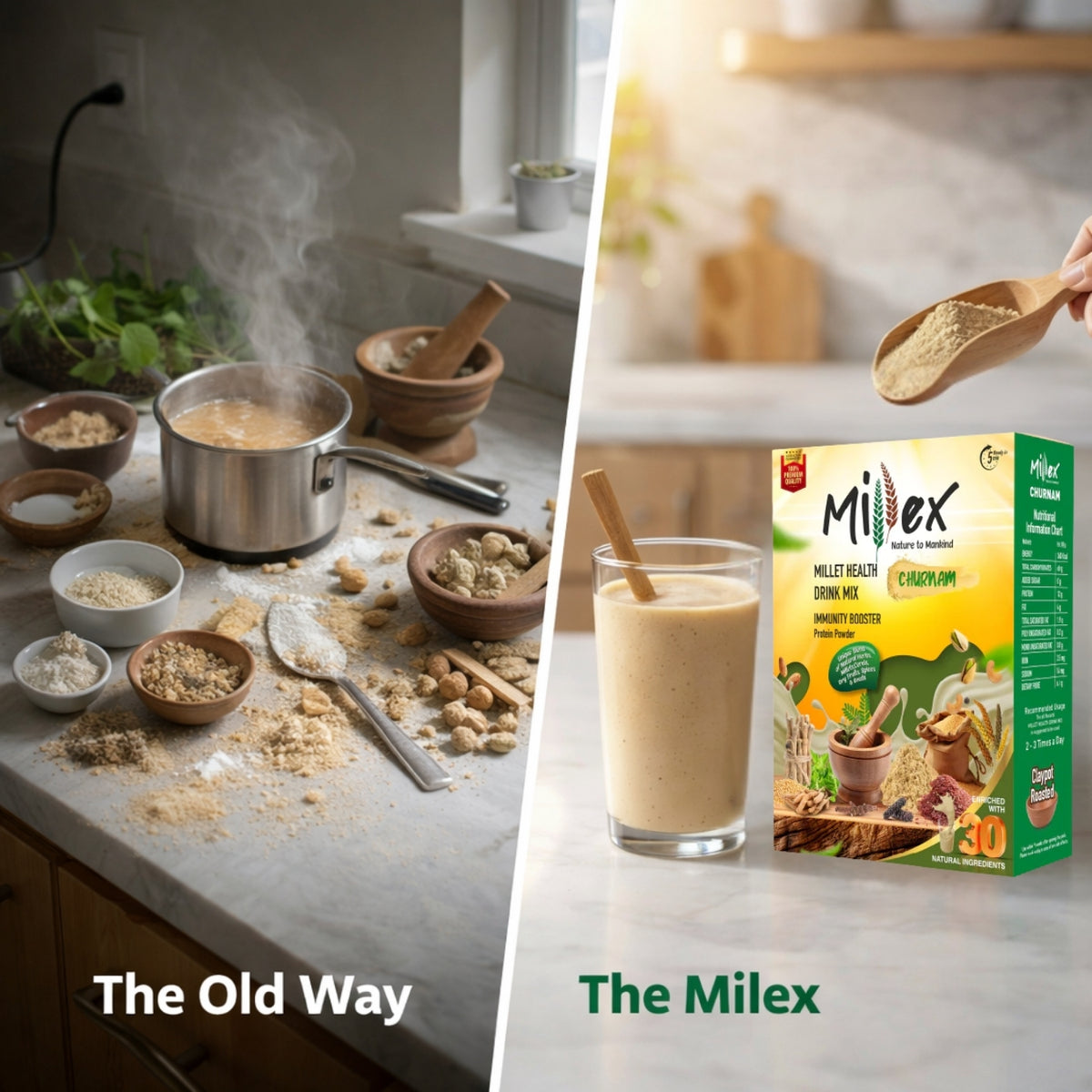 Millet Health Drink Mix with Churnam for Immunity, Digestion & Weight ...