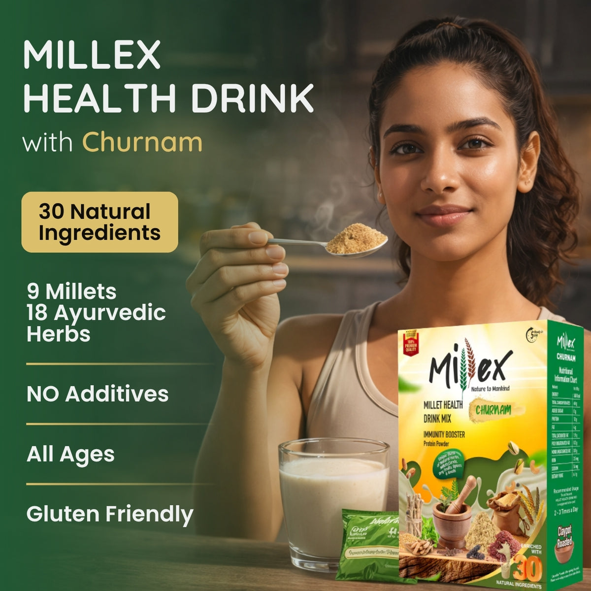 Millex Box Millet Health Drink Mix with Churnam for Immunity, Digestion & Weight ...