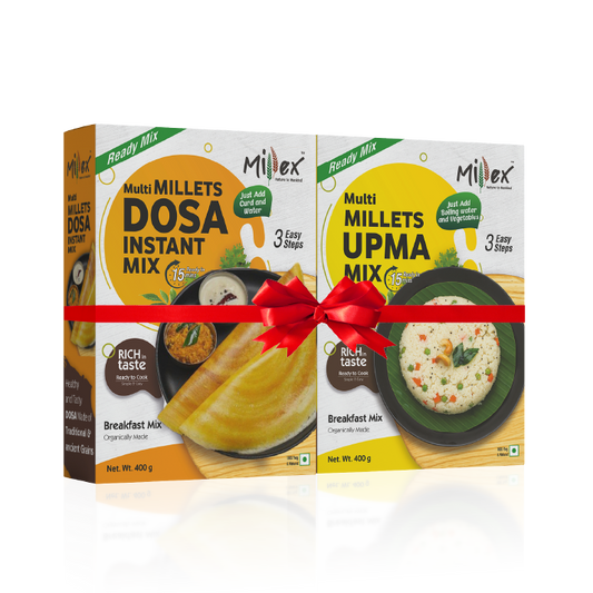 BREAKFAST COMBO -  Multi Millets Dosa Instant Mix | Multi Millets Upma Mix (Total 800g - each 400g)