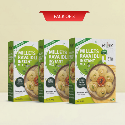 Millet Rava Idli Instant Mix - Pack of 3 (Total 1200g - each 400g)