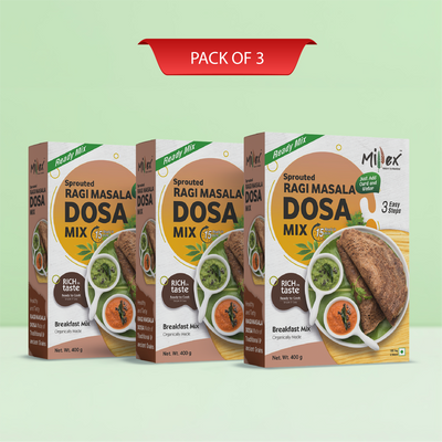 Sprouted Ragi Masala Dosa Mix - Pack of 3 (Total 1200g - each 400g)