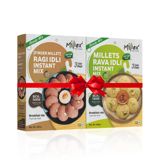 IDLI COMBO - Millet Rava Idli Instant Mix | Ragi Idli Instant Mix (Finger Millet) |Total 800g - each 400g)