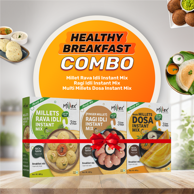 HEALTHY COMBO - Millet Rava Idli Instant Mix | Ragi Idli Instant Mix | Multi Millets Dosa Instant Mix |(Total 1200g - each 400g)