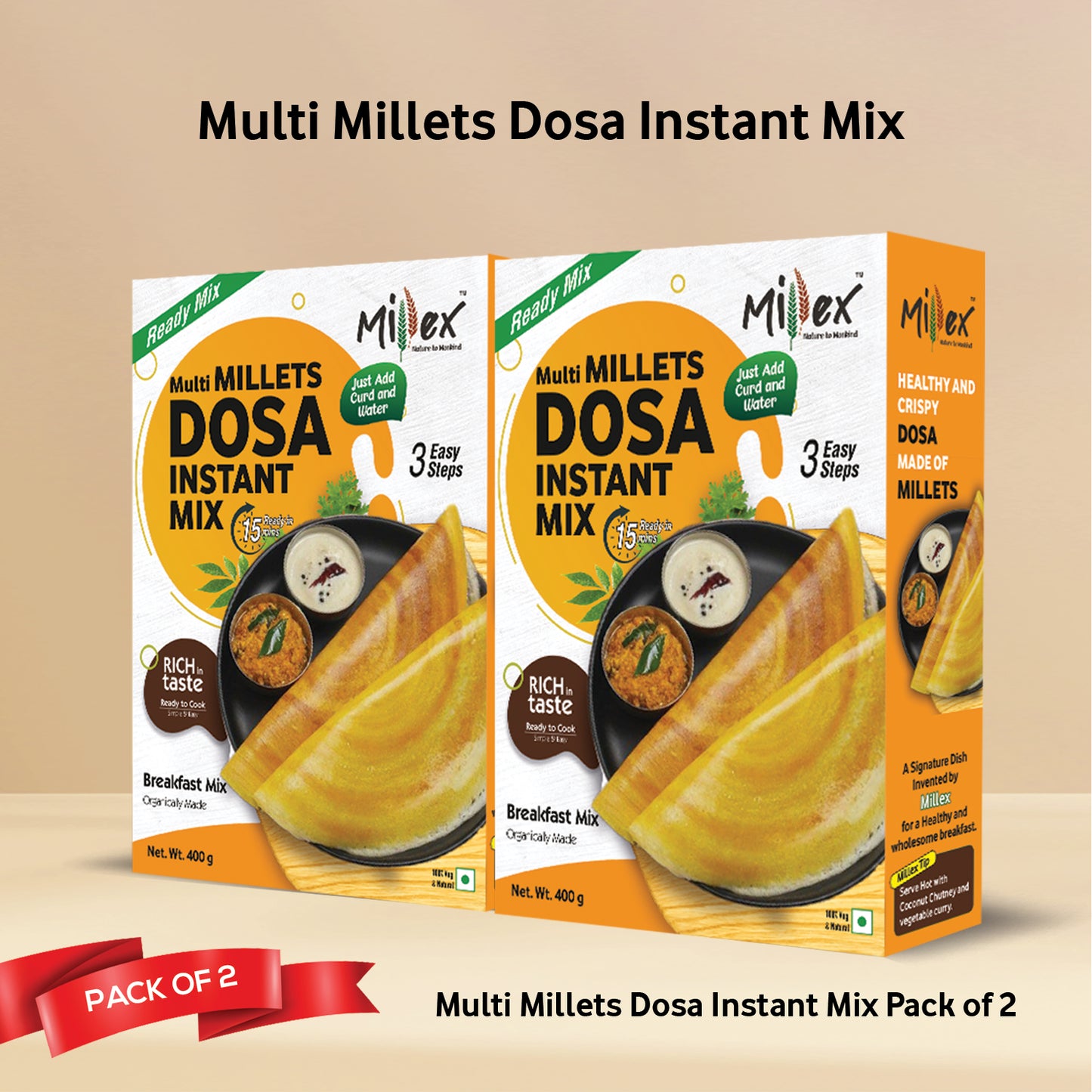 Multi Millet Dosa Instant Mix - Pack of 2 (Total 800g - each 400g)