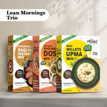 Lean Mornings Trio - Ragi Idli + Sprouted Ragi Masala Dosa + Multi Millet Upma (Total 1200g - each 400g) thumbnail