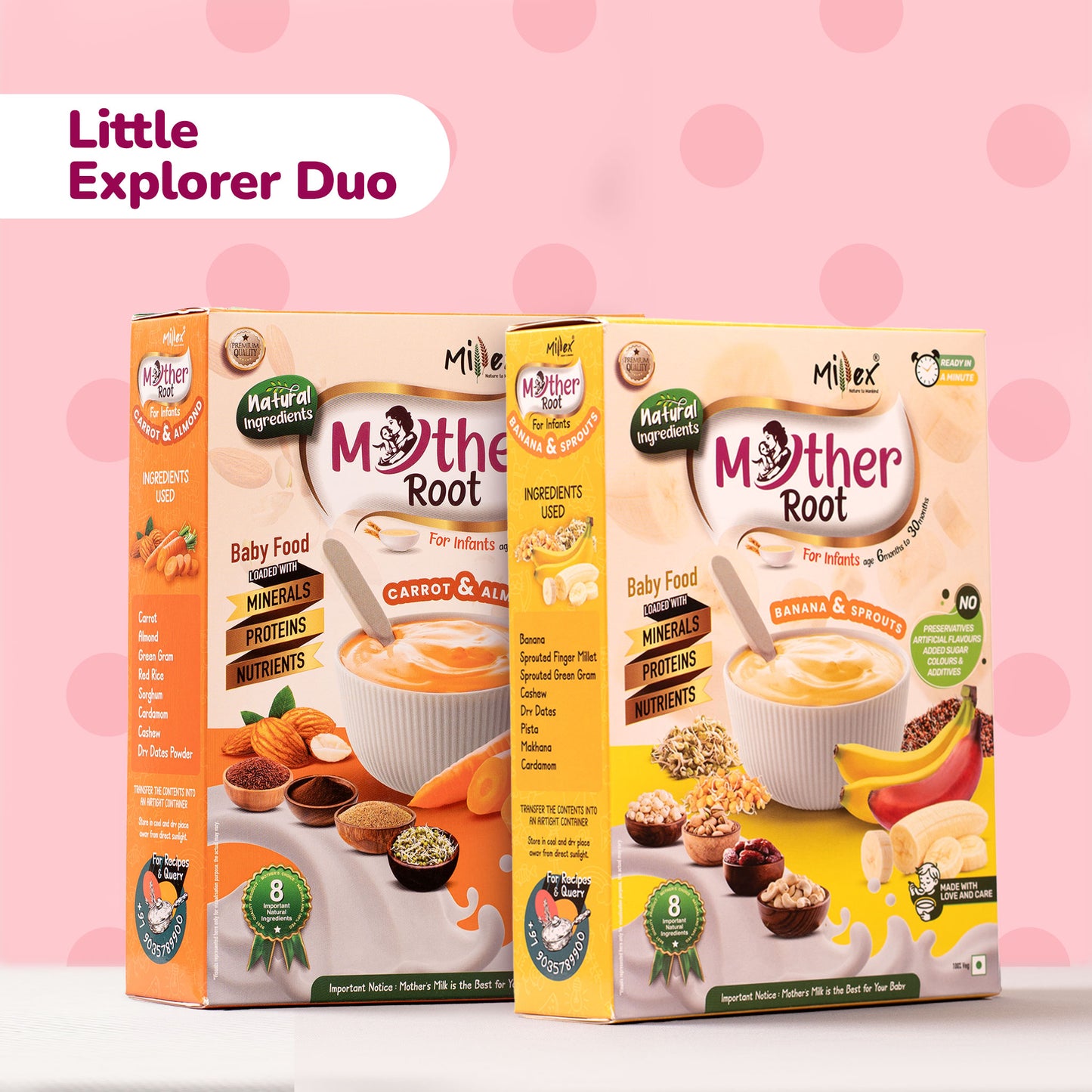 Little Explorer Duo - Mother Root Carrot & Almond + Banana & Sprouts (Total 800g - each 400g)