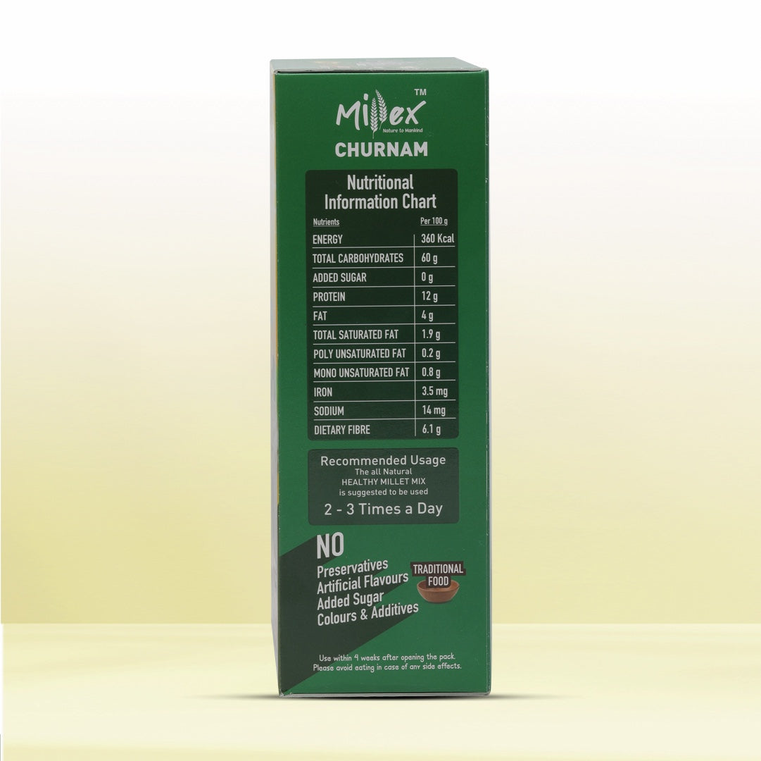 Millet Health Drink Mix left side showing nutrition facts