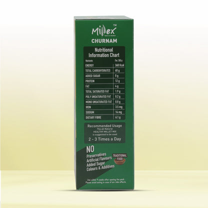 Millet Health Drink Mix left side showing nutrition facts