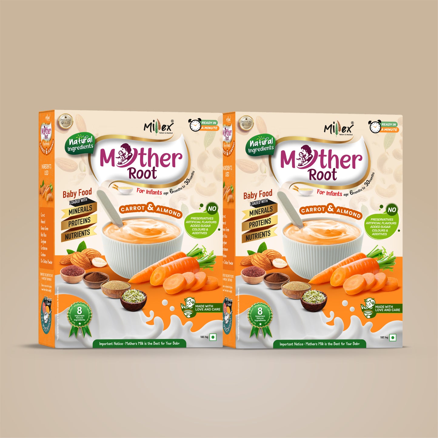 MotherRoot | Carrot & Almond- Pack of 2 (Total 800g - each 400g)