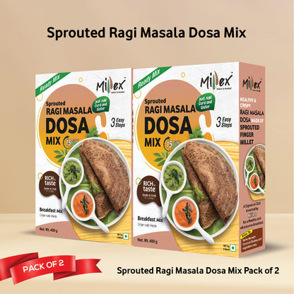 Sprouted Ragi Masala Dosa Mix - Pack of 2 (Total 800g - each 400g)