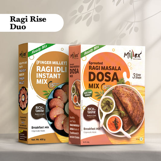 Ragi Rise Duo - Ragi Idli + Sprouted Ragi Masala Dosa (Total 800g - each 400g)