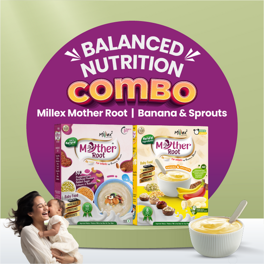 Balanced Nutrition Combos -Millex Mother Root | Banana & Sprouts| Baby Food (Total 800g - each 400g)