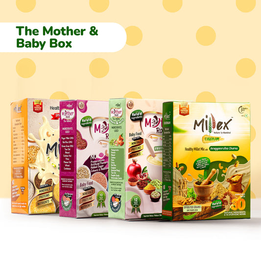 The Mother & Baby Box - Health Mix with Churnam (800g) + Healthy Millet Mix (800g) + Mother Root Original (400g) + Fruits & Nuts (400g)