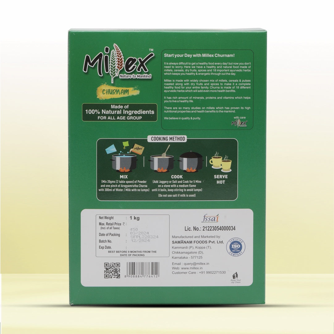 Millex Millet Health Mix With Churnam - Pack of 2 (2kg - each 1kg)