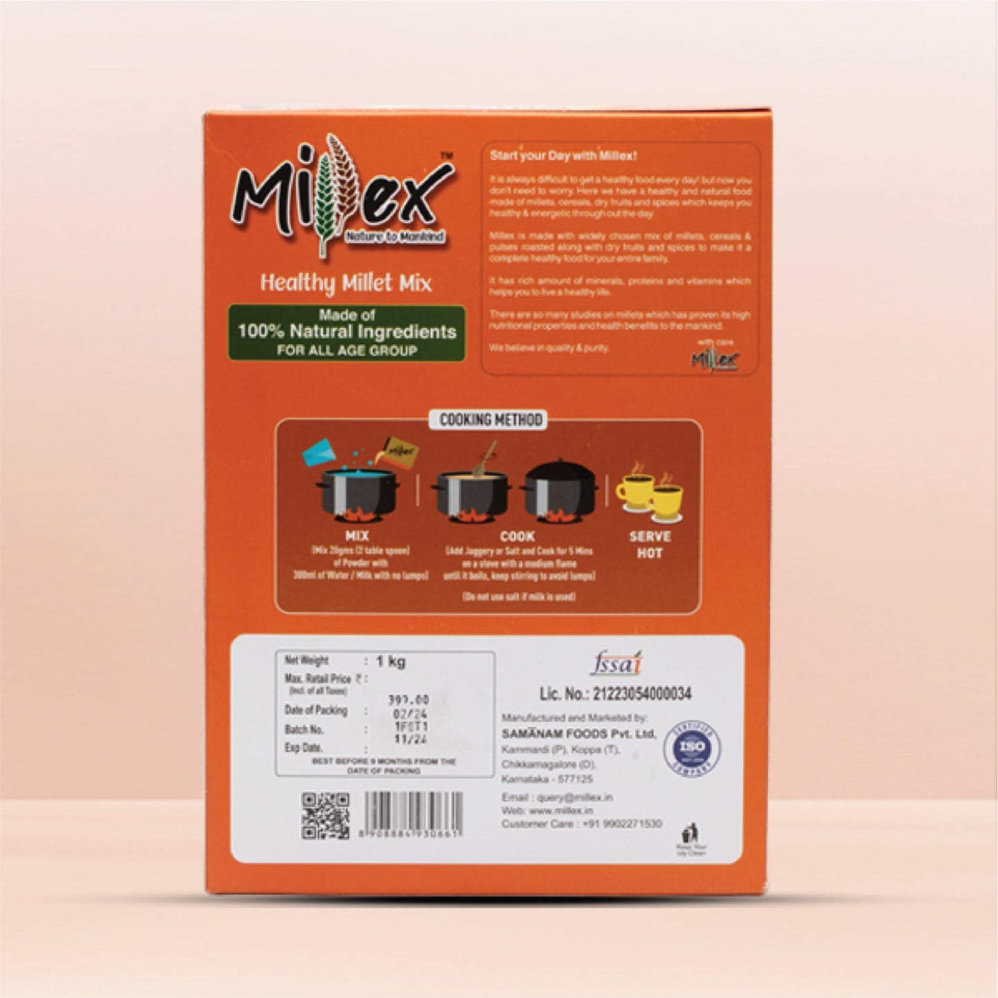 Millex Millet Health Mix Without Churnam - Pack of 2 (2kg - each 1kg)