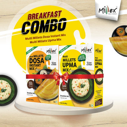 BREAKFAST COMBO -  Multi Millets Dosa Instant Mix | Multi Millets Upma Mix (Total 800g - each 400g)