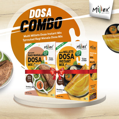 Dosa Combo - Multi Millets Dosa Instant Mix | Sprouted Ragi Masala Dosa Mix (Total 800g - each 400g)