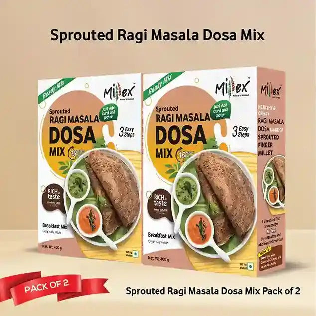 Millex Sprouted Ragi Masala Dosa instant Mix box pack of 2