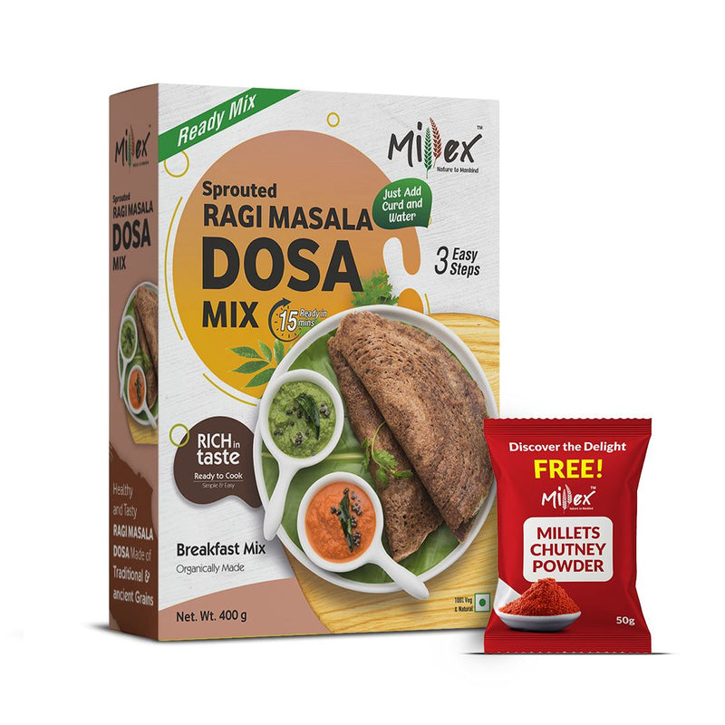 Sprouted Ragi Masala Dosa Mix - Pack of 3 (Total 1200g - each 400g)