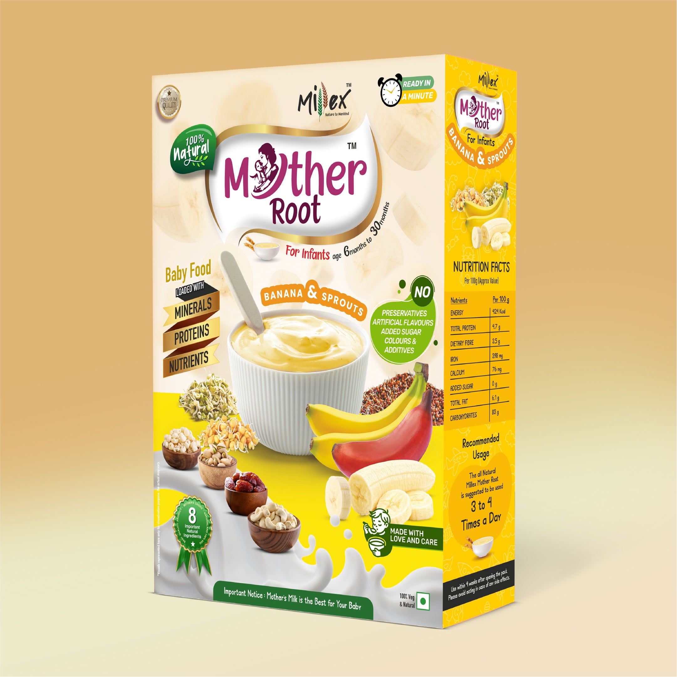 Millex Box Balanced Nutrition Combos -Millex Mother Root | Banana & Sprouts| Baby