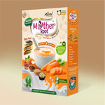 Box of Mother Root baby food with carrot and almond flavor on a beige background thumbnail
